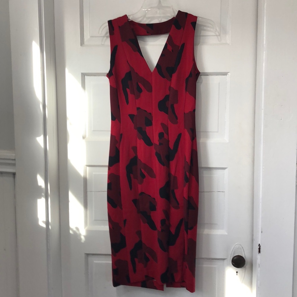 Red animal print dress